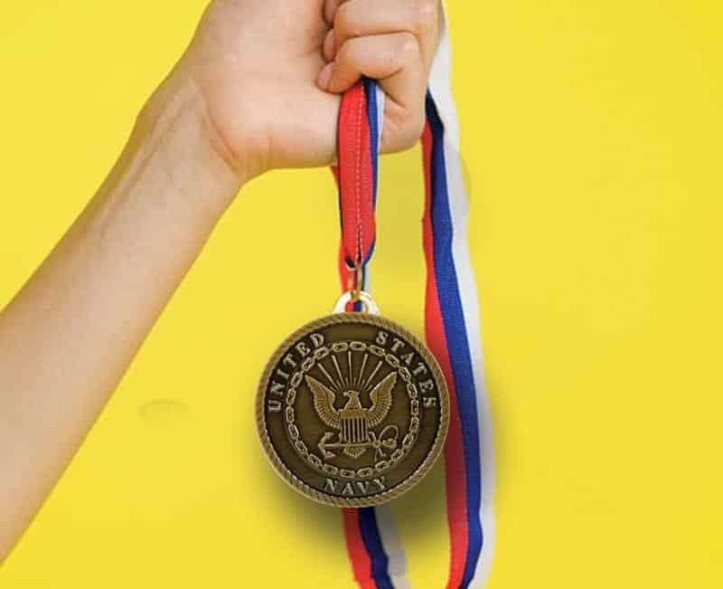 bronze military medallion neck lanyard