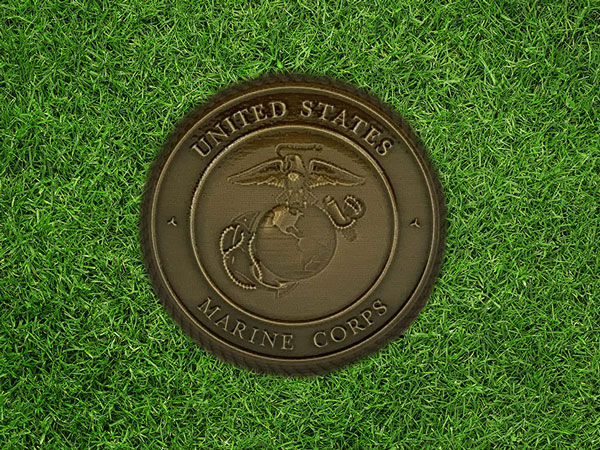 Bronze Marine USMC Medallion Memorial Marker