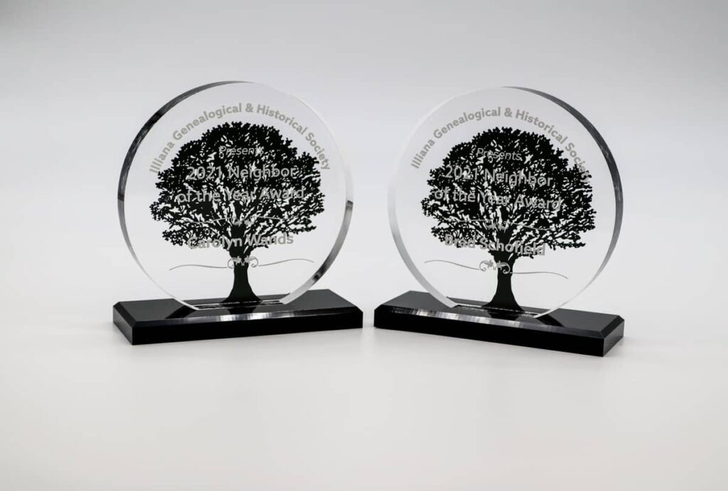 Personalized Awards for the Illiana Genealogical and Historical Society