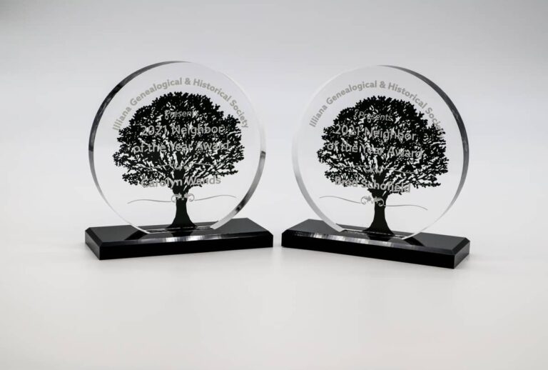 Personalized Awards for the Illiana Genealogical and Historical Society