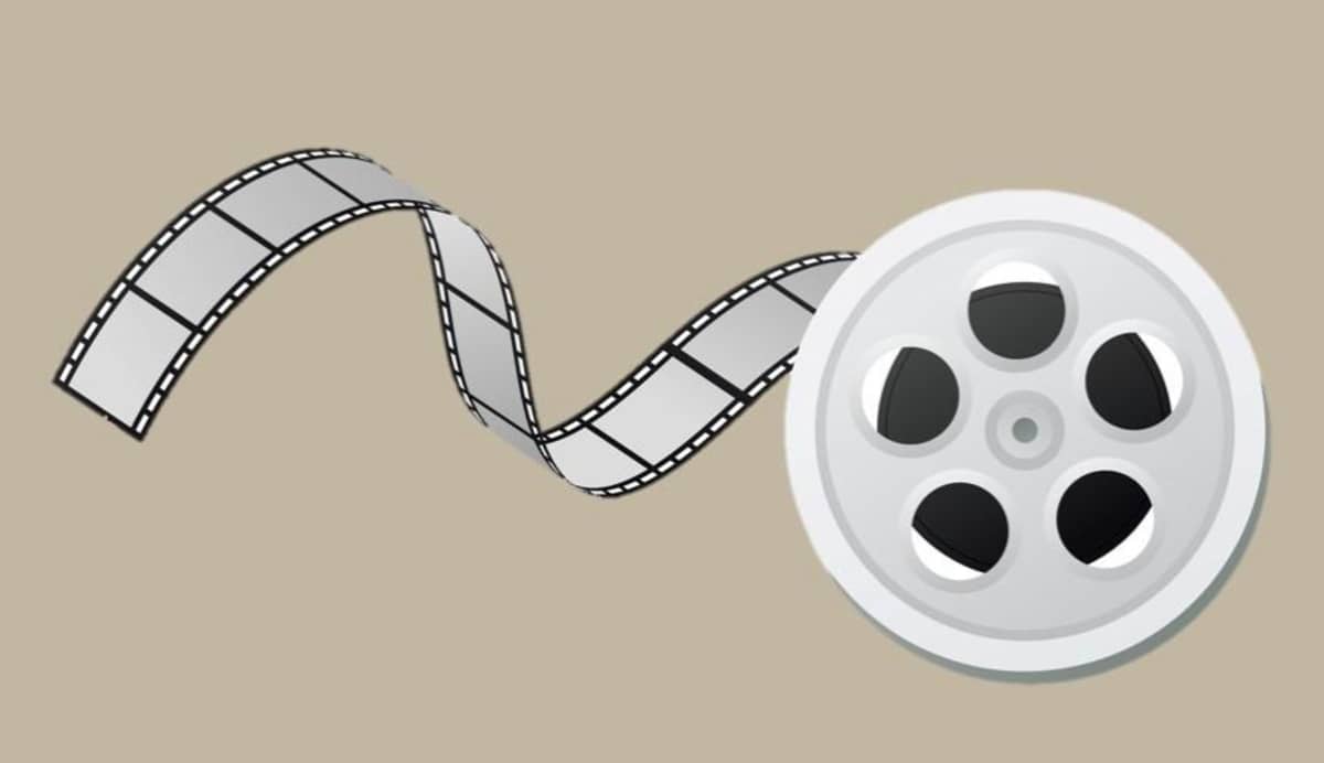 A graphic of a film reel