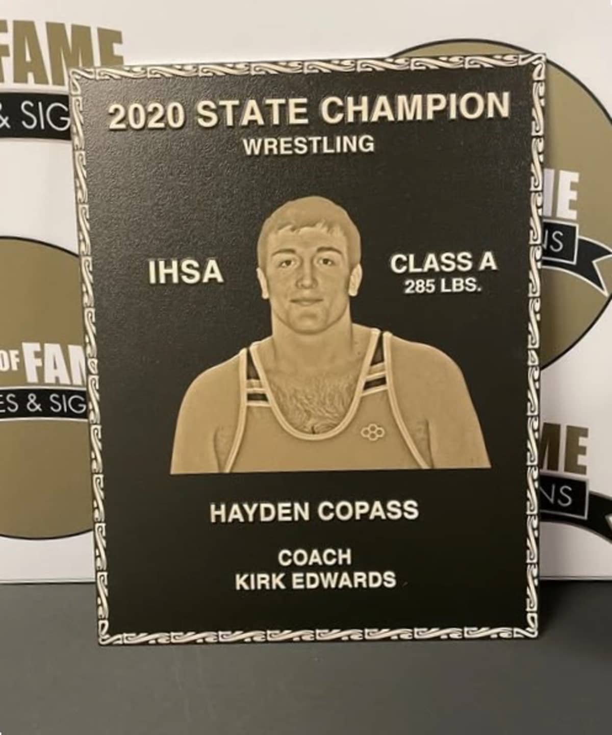 A 2020 State Champion plaque