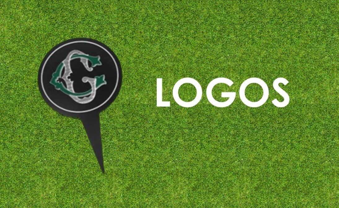 "Logo" written on a golf fairway