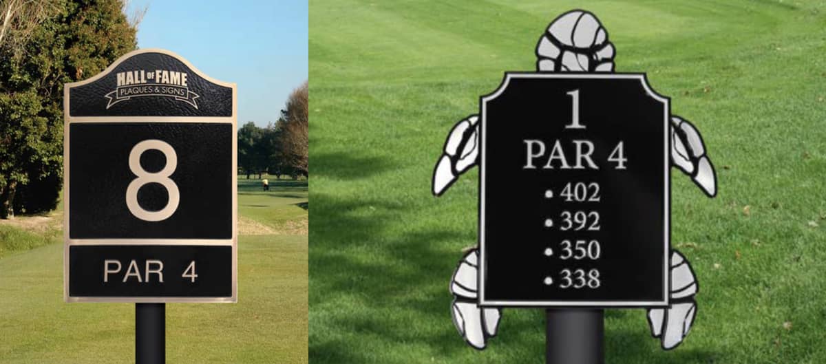 two Hole Signage Plaques for hole 1 and 4