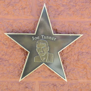 Custom Five-Point Star Shaped Bronze Plaque with Bas-Relief Portrait and Beveled Edges