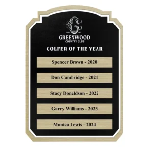 Golf Course Golfer Of The Year Plaque