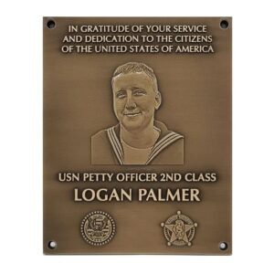 Custom Bronze Sheriff Memorial Plaque with Law Enforcement Seal and Photo Portrait