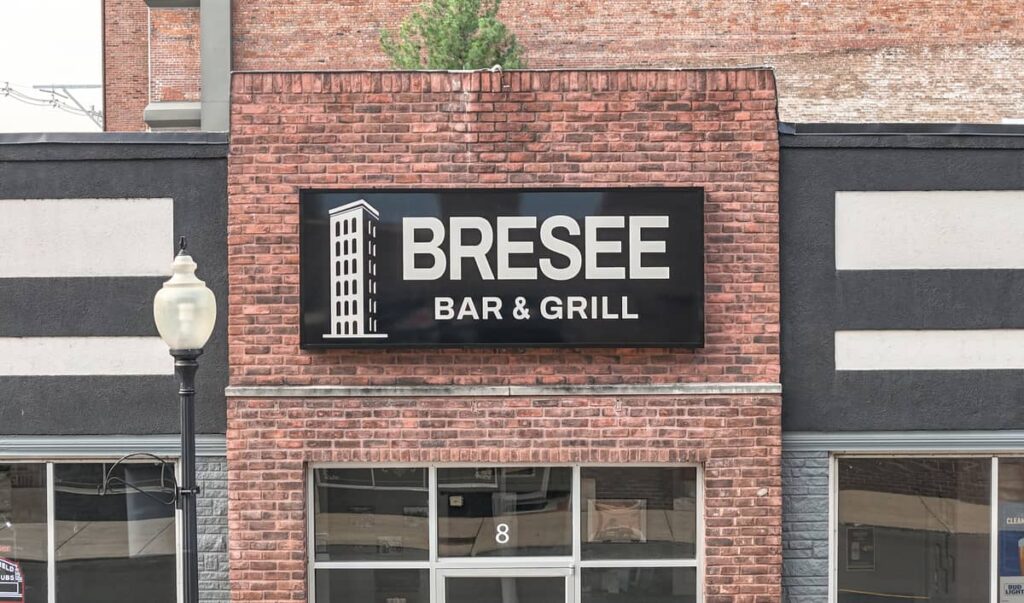 A big sign for Bresee Bar and Grill