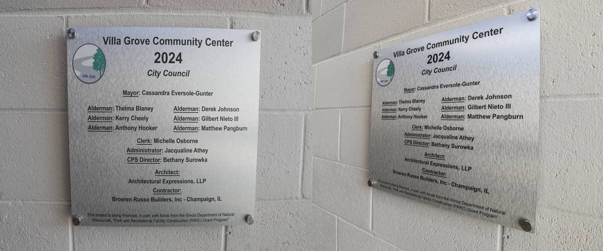 Villa Grove Community Center Aluminum Plaque