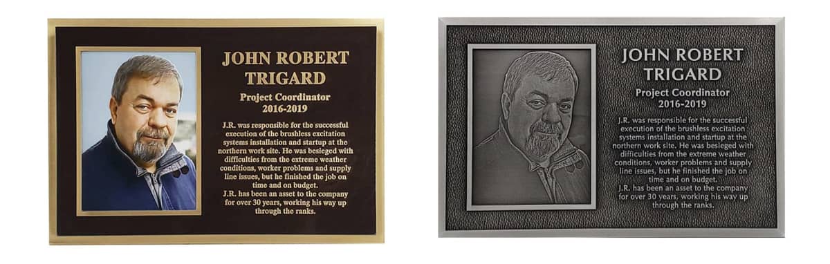 Another example of the same plaque in bronze vs aluminum